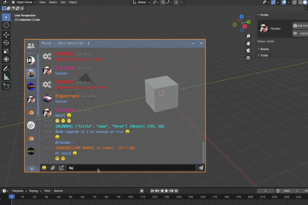 Chat addon for Blender & Houdini